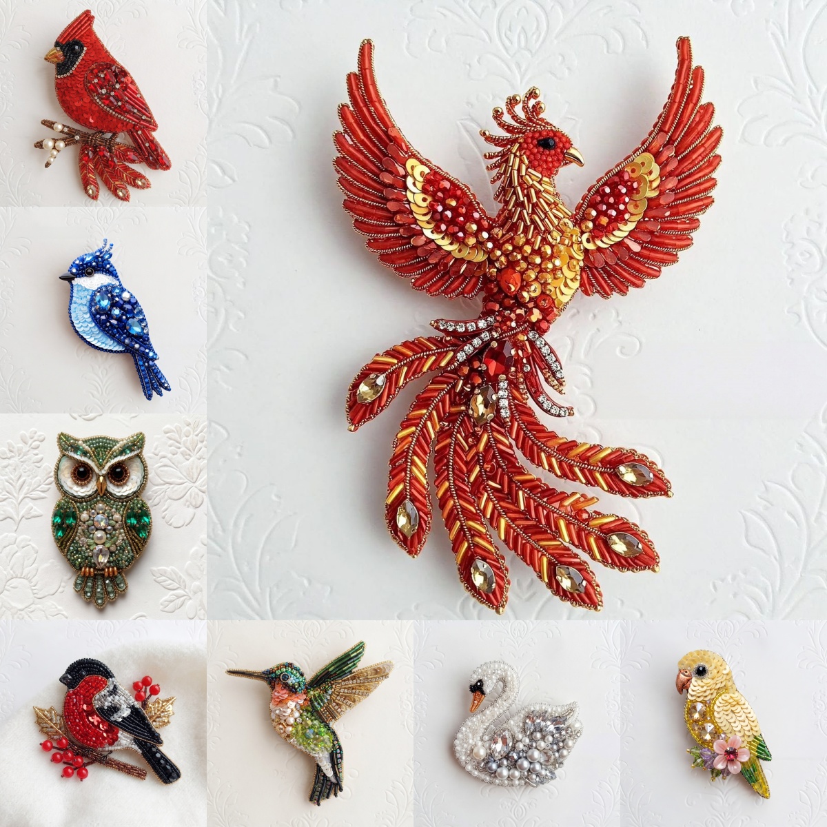 DIY Bead‑Embroidered Bird Brooch Kit | Make Your Own Sparkling Bird Themed Brooch