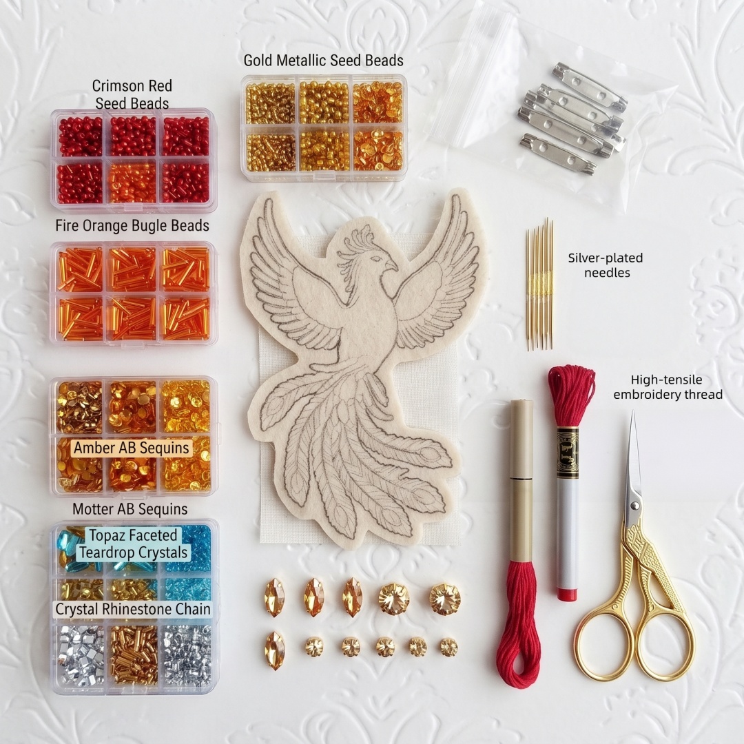 DIY Bead‑Embroidered Bird Brooch Kit | Make Your Own Sparkling Bird Themed Brooch
