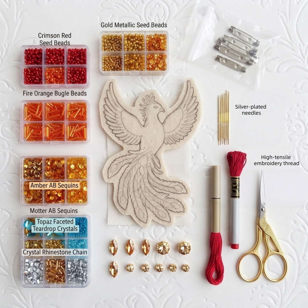 DIY Bead‑Embroidered Bird Brooch Kit | Make Your Own Sparkling Bird Themed Brooch