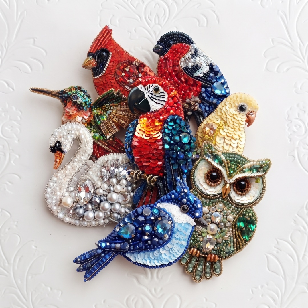 DIY Bead‑Embroidered Bird Brooch Kit | Make Your Own Sparkling Bird Themed Brooch