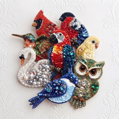 DIY Bead‑Embroidered Bird Brooch Kit | Make Your Own Sparkling Bird Themed Brooch