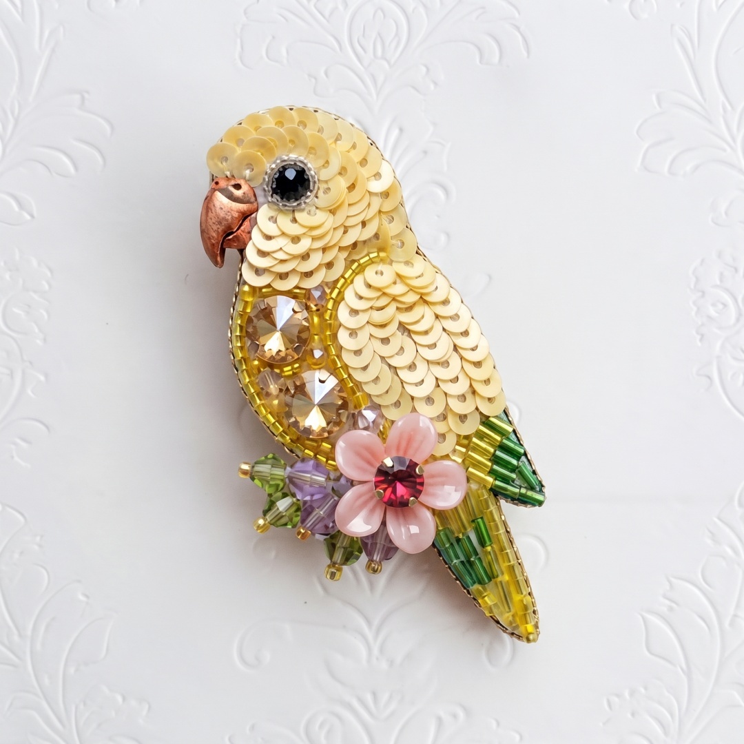 DIY Bead‑Embroidered Bird Brooch Kit | Make Your Own Sparkling Bird Themed Brooch