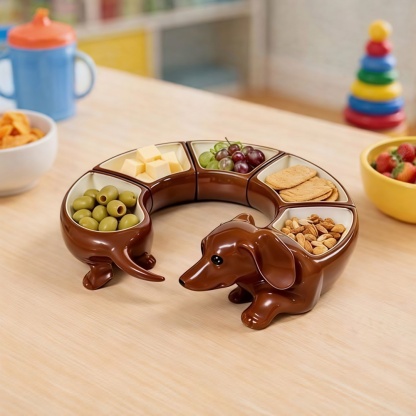 Cute Dachshund Shaped Divided Tray – For Dog Lovers & Party Hosts