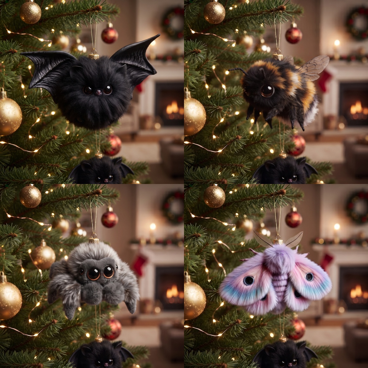 Whimsical Fluffy Creature Christmas Ornaments