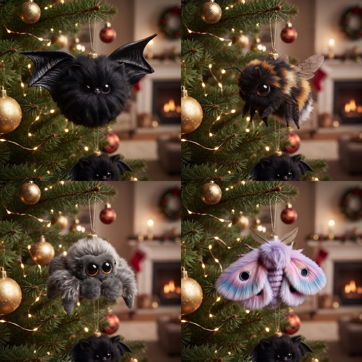 Whimsical Fluffy Creature Christmas Ornaments