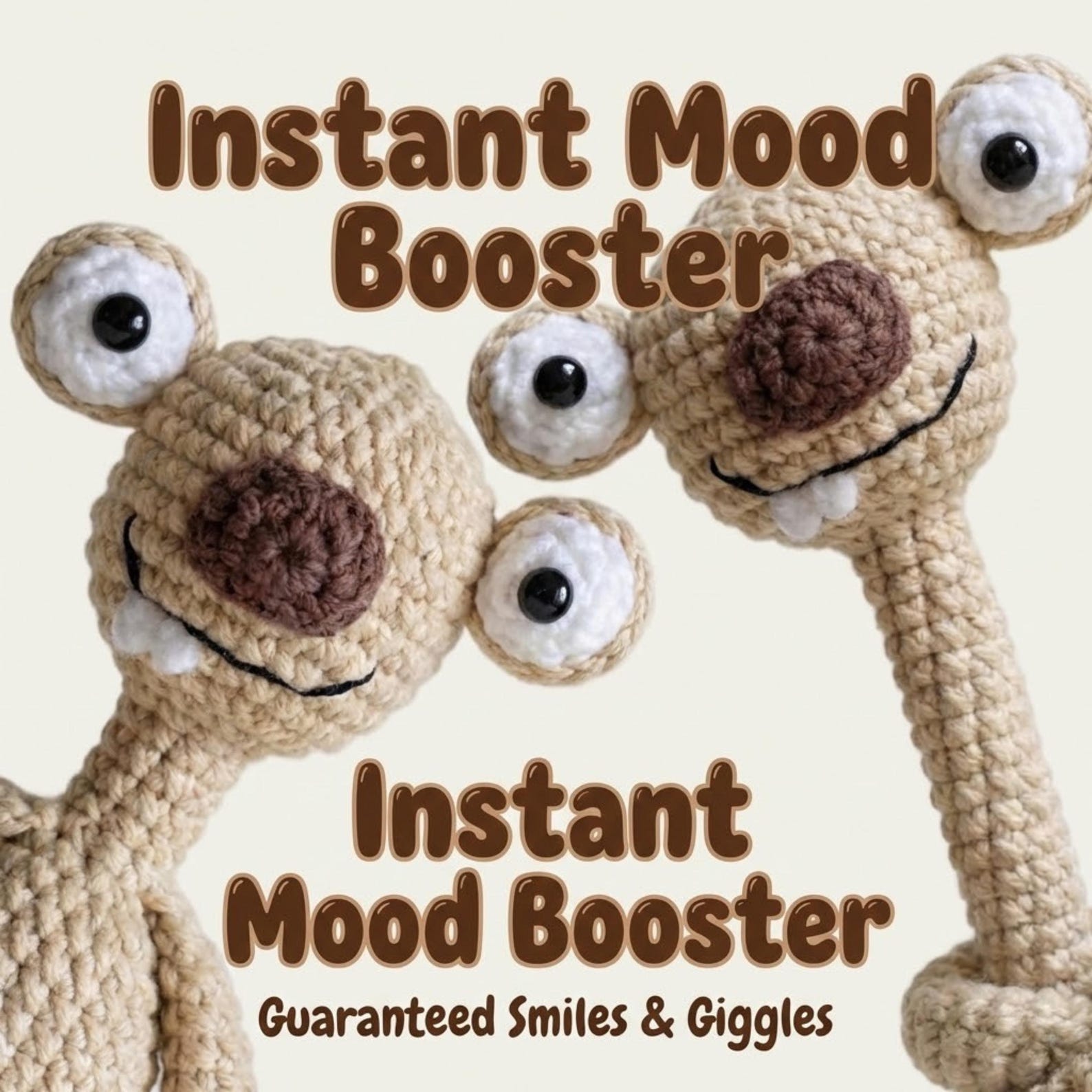 Hand-Crocheted Prehistoric Sloth Charm — A quirky, long-necked plush buddy, crafted to delight any animal lover