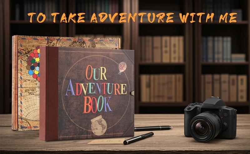 Our Adventure Book 8.66 * 7.67 inches 146 pages Travel Diary Album Scrapbook, Retro Style Travel Souvenir, Retro Message Book DIY Anniversary Wedding Travel Writing Friend Birthday Gift, Valentine's Day, Halloween, Christmas, New Year Ideal Gift