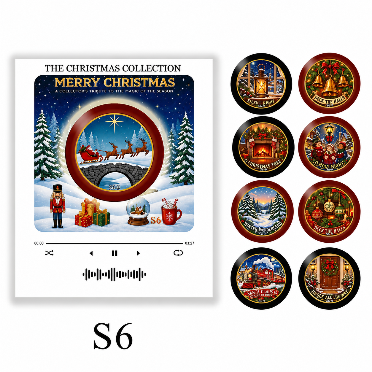 Christmas Vinyl Player Fridge Record NFC Magnetic Music Box Set