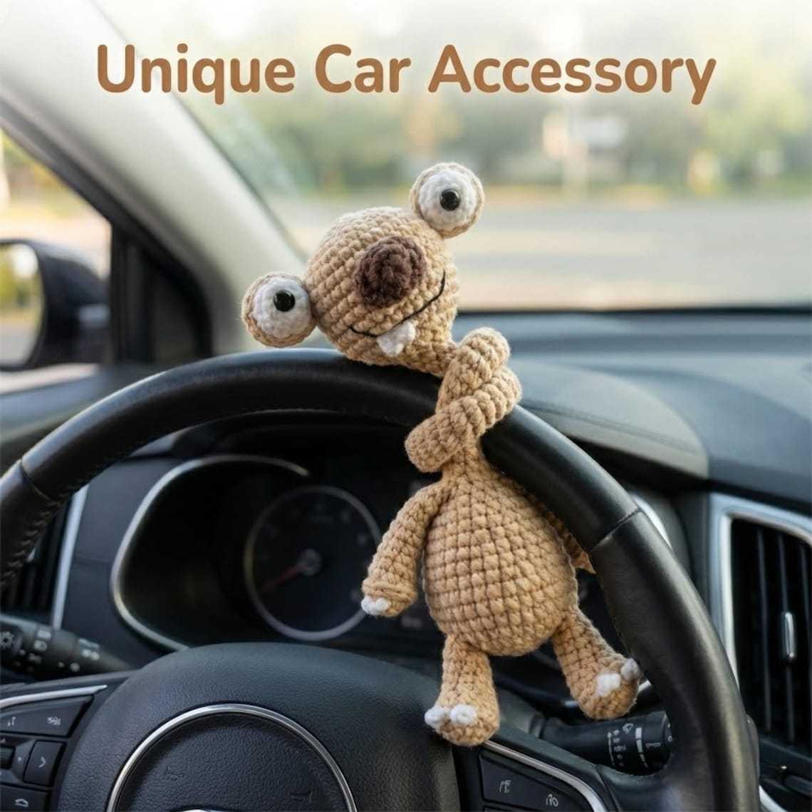 Hand-Crocheted Prehistoric Sloth Charm — A quirky, long-necked plush buddy, crafted to delight any animal lover