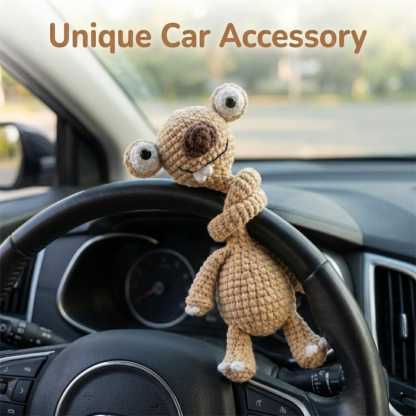 Hand-Crocheted Prehistoric Sloth Charm — A quirky, long-necked plush buddy, crafted to delight any animal lover