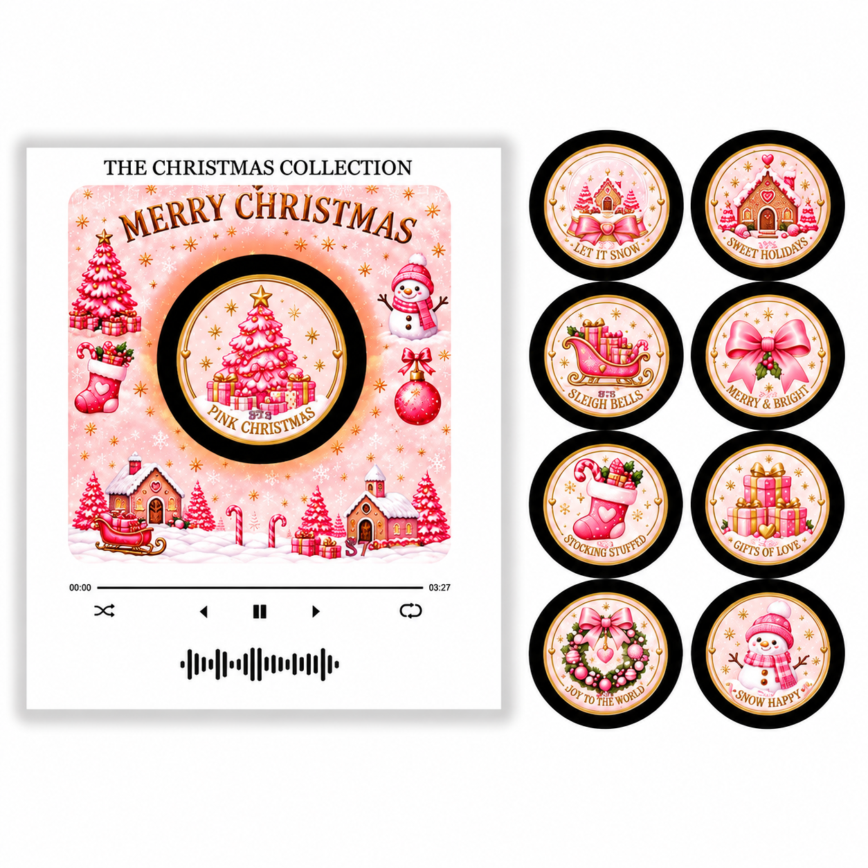 Christmas Vinyl Player Fridge Record NFC Magnetic Music Box Set