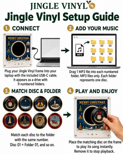 Christmas Vinyl Player Fridge Record NFC Magnetic Music Box Set