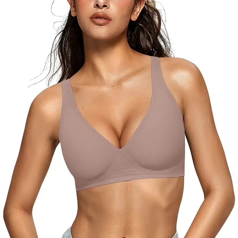 Vertvie Women Wireless Seamless Jelly Bras Deep V No Underwire Push Up Bras Wirefree