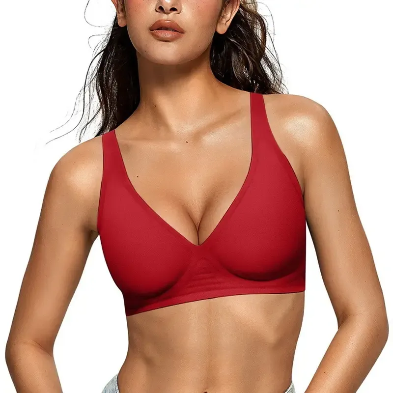 Vertvie Women Wireless Seamless Jelly Bras Deep V No Underwire Push Up Bras Wirefree