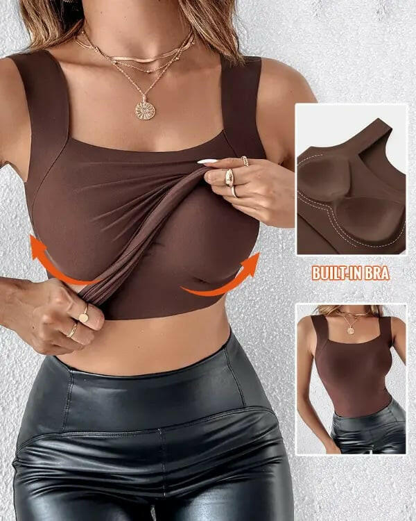 📢50%  OFF!⏰Women’s U-Neck Thermal Tank with Built-In Bra – Warm, Supportive & Braless Comfort ❄️❤️