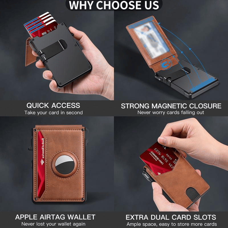 🏆#1 Bestselling🏆Men's Minimalist Bifold Wallet with AirTag Slot & RFID