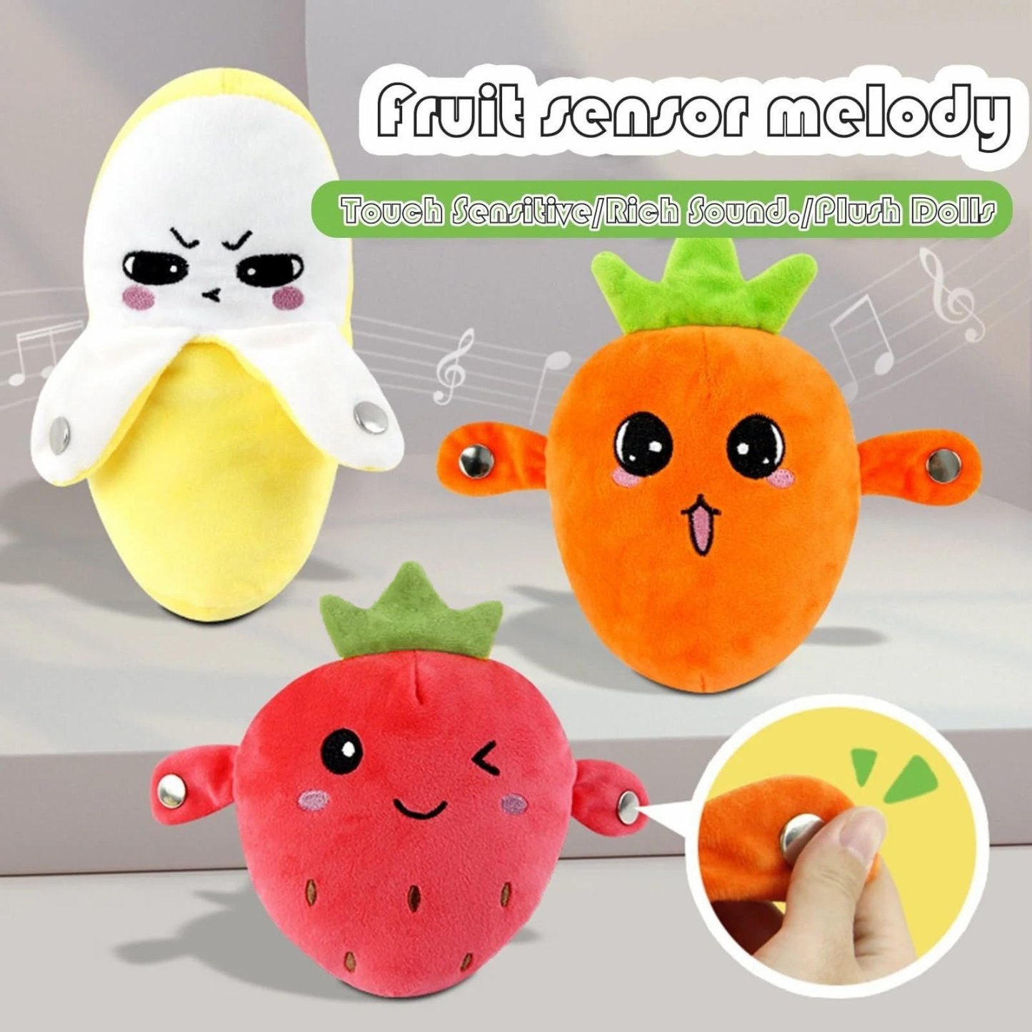 🎁Interactive Singing Plush Toy Set – Funny Talking Fruit Friends 🍌🍓🥕