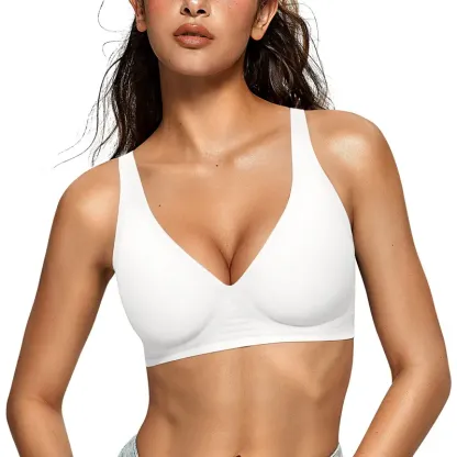 Vertvie Women Wireless Seamless Jelly Bras Deep V No Underwire Push Up Bras Wirefree