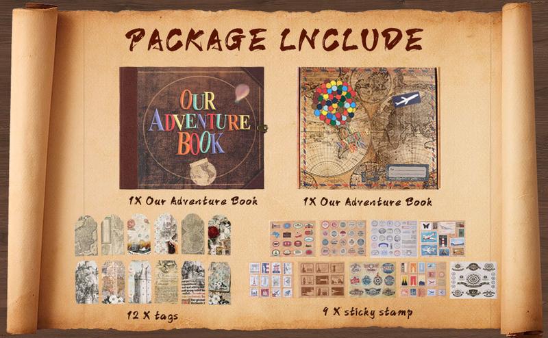Our Adventure Book 8.66 * 7.67 inches 146 pages Travel Diary Album Scrapbook, Retro Style Travel Souvenir, Retro Message Book DIY Anniversary Wedding Travel Writing Friend Birthday Gift, Valentine's Day, Halloween, Christmas, New Year Ideal Gift