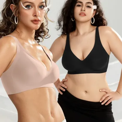 Vertvie Women Wireless Seamless Jelly Bras Deep V No Underwire Push Up Bras Wirefree