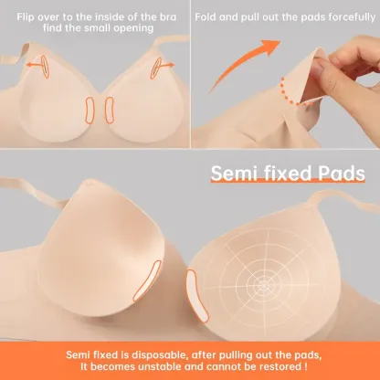 Vertvie Women Wireless Seamless Jelly Bras Deep V No Underwire Push Up Bras Wirefree