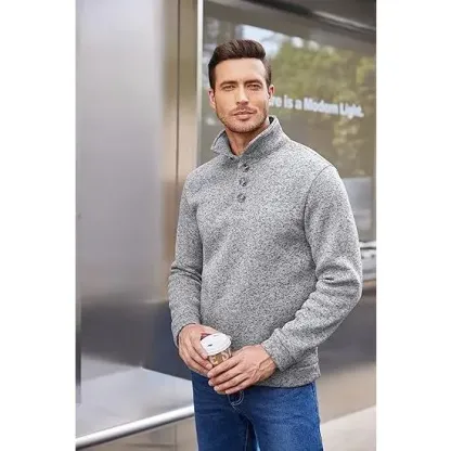 🎁🔥COOFANDY Men's Gray Slim Fit Long Sleeve Turtleneck Sweater