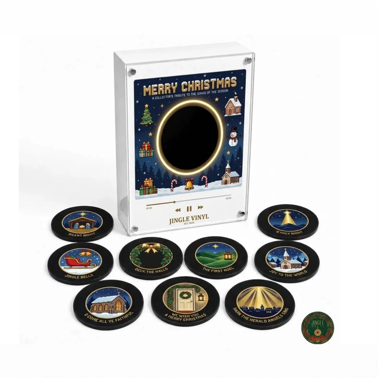 Christmas Vinyl Player Fridge Record NFC Magnetic Music Box Set
