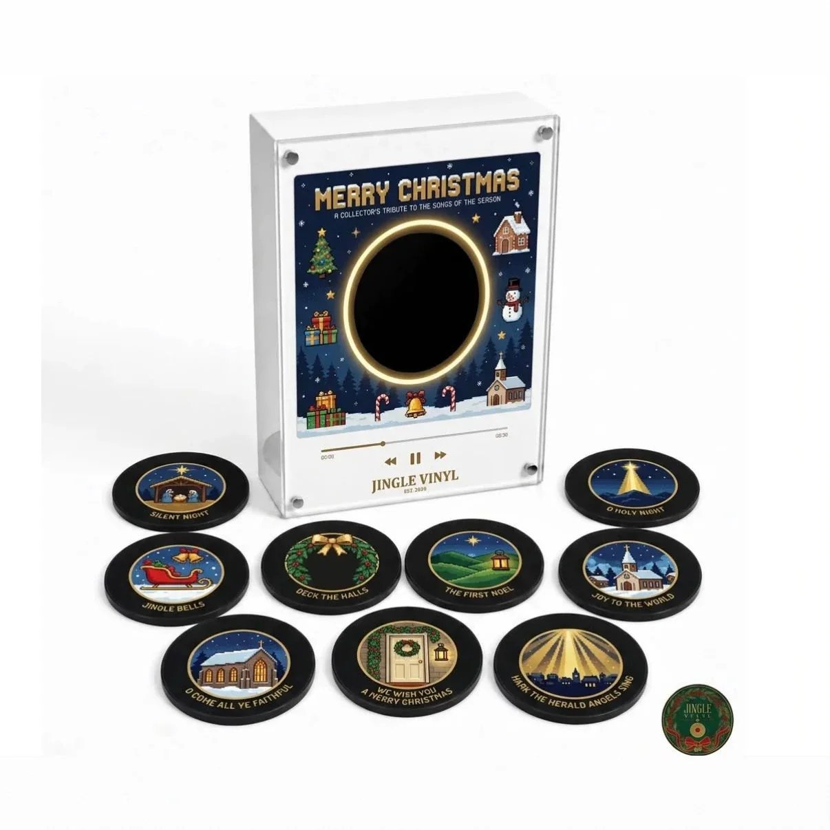 Christmas Vinyl Player Fridge Record NFC Magnetic Music Box Set