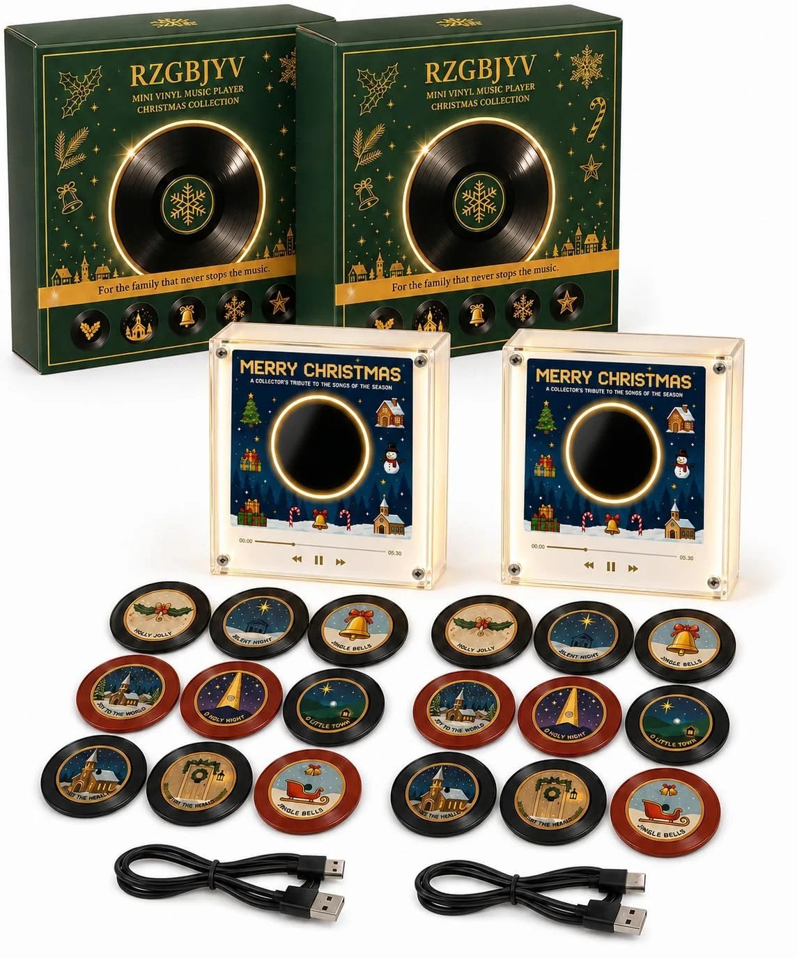 Christmas Vinyl Player Fridge Record NFC Magnetic Music Box Set