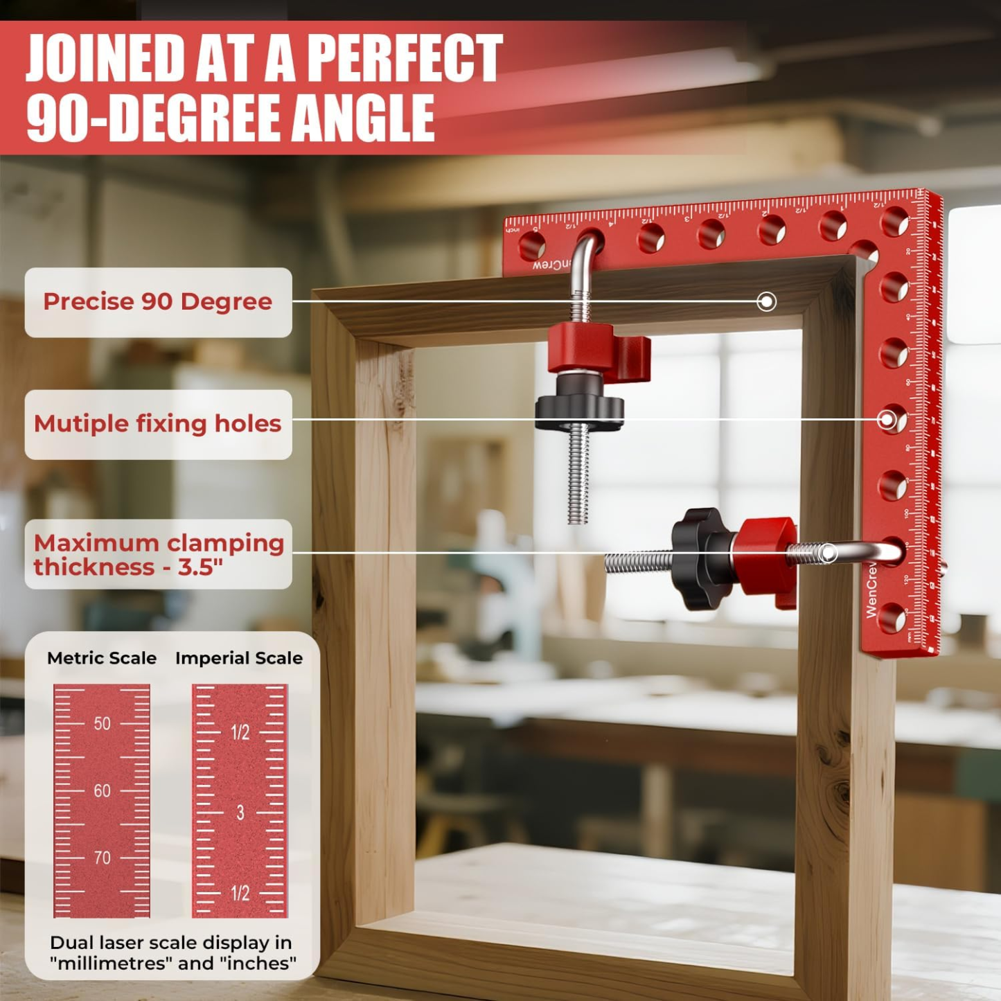 Corner Clamps for Woodworking, 90 Degree Right Angle Clamp 5.5" Aluminum Alloy Clamping Positioning Squares Woodworking Tools