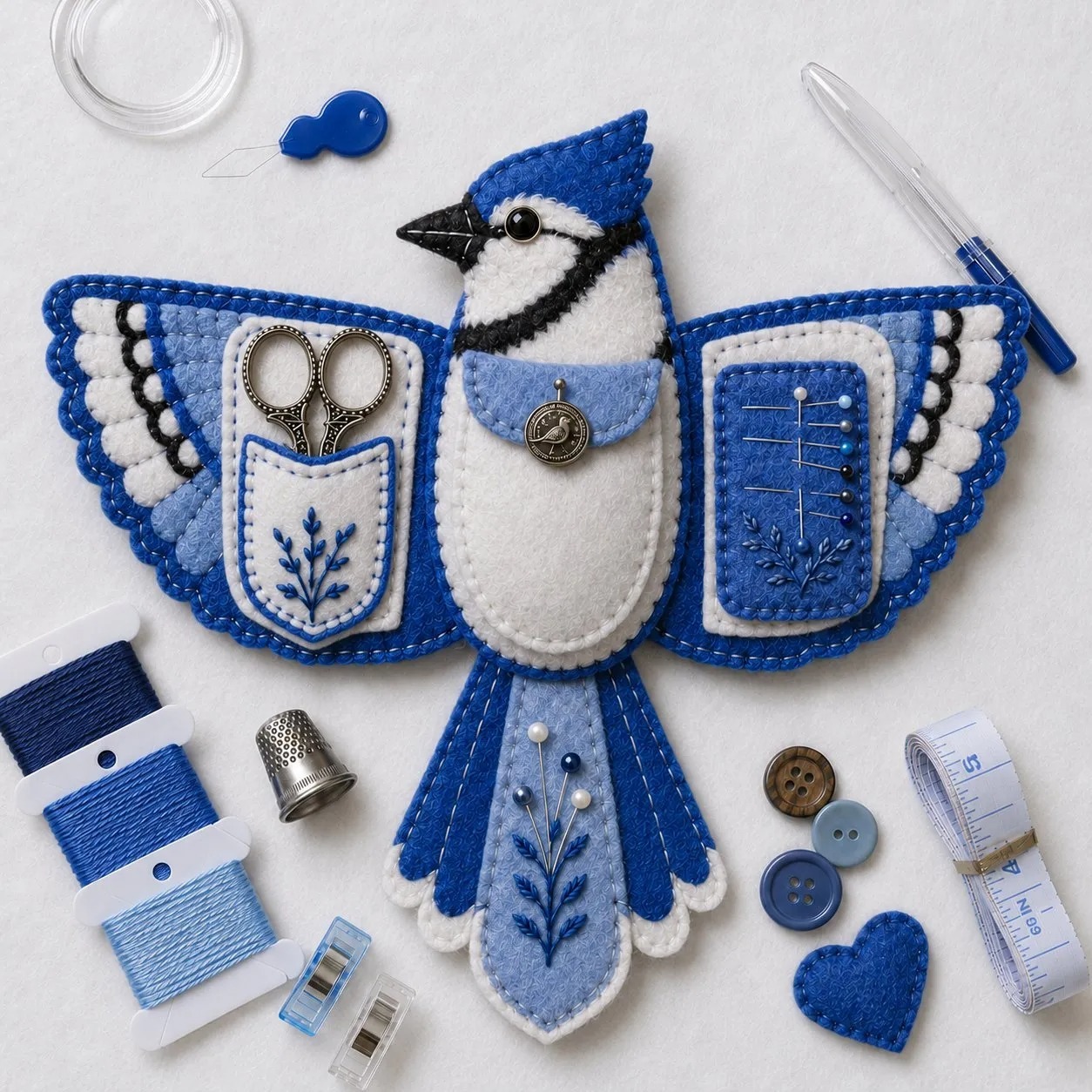 🐦 Bird-Shaped Felt Sewing Organizer DIY Kit
