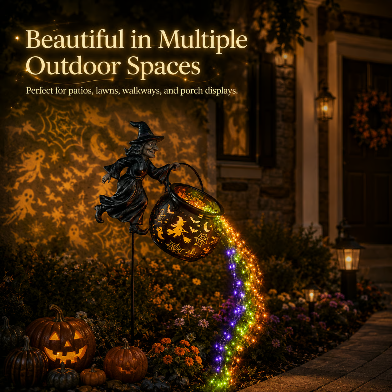 Halloween Witch Cauldron Garden Light