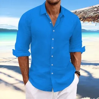 Men's Linen Shirt Summer Shirt Beach Wear Casual Shirt Button Up Shirt Plain