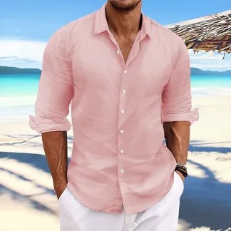 Men's Linen Shirt Summer Shirt Beach Wear Casual Shirt Button Up Shirt Plain