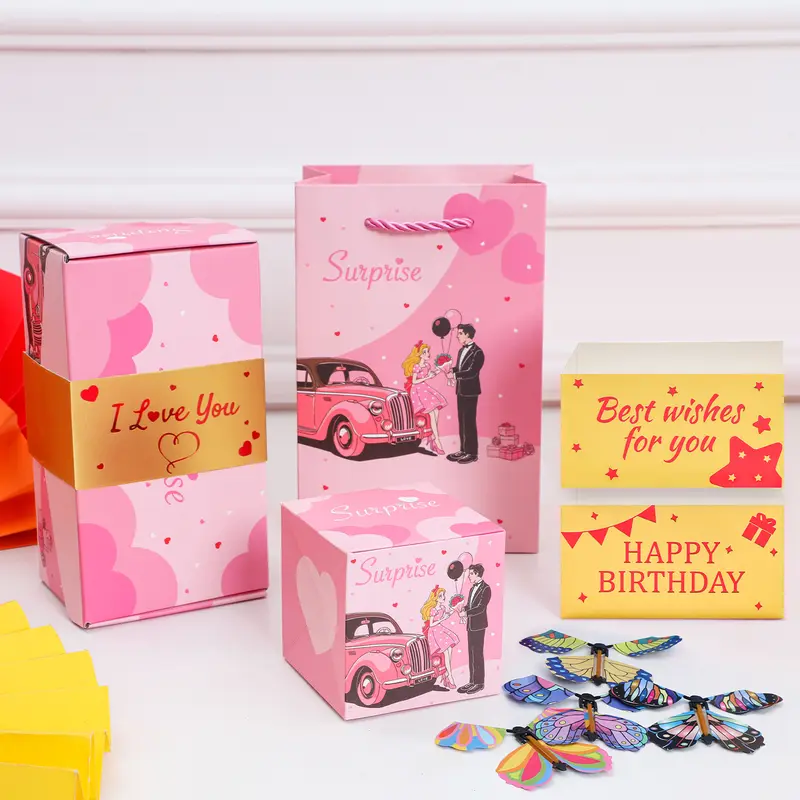 💕🎁20 Bounces Surprise Gift Box with Flying Butterfly Toys Explosion