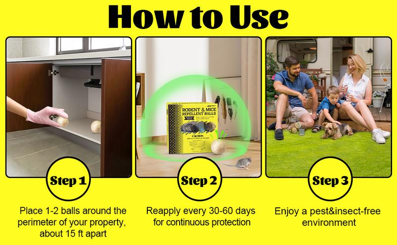 Atindirey Mouse & Rat Repellent Balls, Indoor/Outdoor/Car Engine Protection, Long-Lasting Peppermint Oil Formula, Safe for Pets & Kids, 30-60 Days Effective Mouse Deterrent