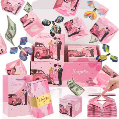 💕🎁20 Bounces Surprise Gift Box with Flying Butterfly Toys Explosion 