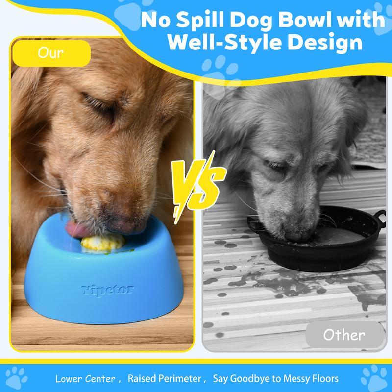 🐶Yipetor Slow Feeder Dog Bowls for Liquid Treat, [Built-in Rolling Ball] No Spill Bone Broth Dog Licking Bowl