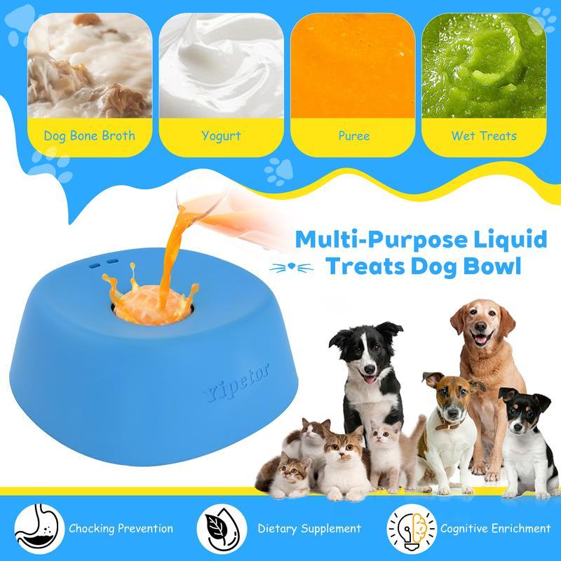 🐶Yipetor Slow Feeder Dog Bowls for Liquid Treat, [Built-in Rolling Ball] No Spill Bone Broth Dog Licking Bowl