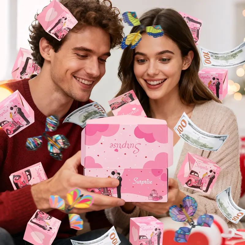 💕🎁20 Bounces Surprise Gift Box with Flying Butterfly Toys Explosion 