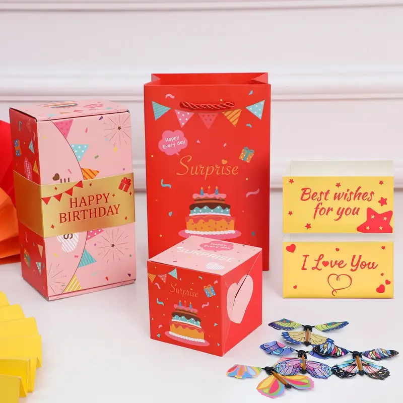 💕🎁20 Bounces Surprise Gift Box with Flying Butterfly Toys Explosion 
