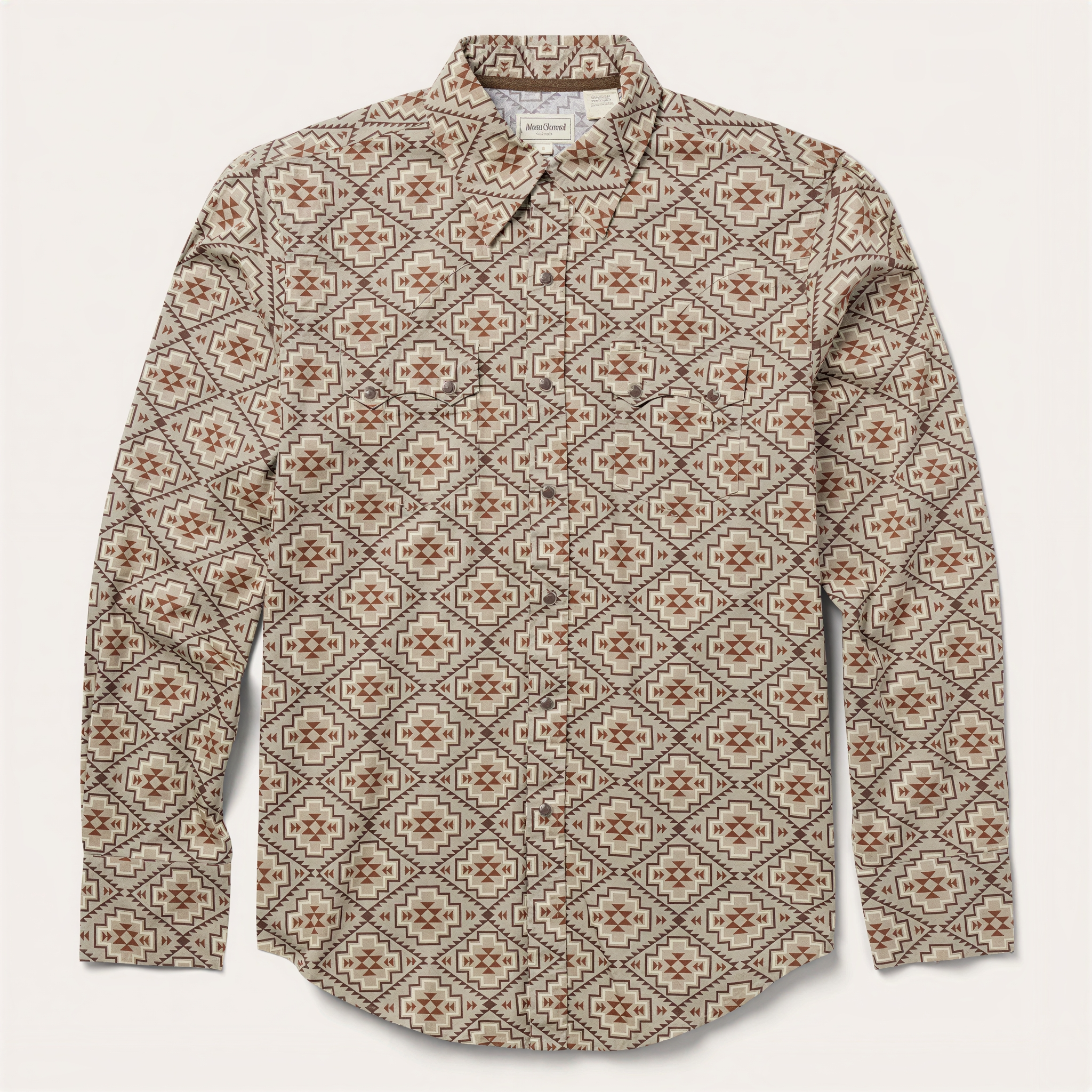 The Canyon Glyph | Earth-Tone Navajo Geometric Western Shirt