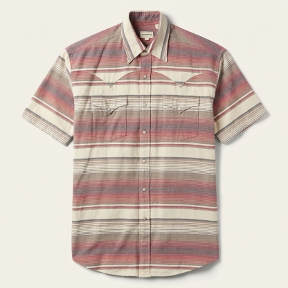The Sunset Mesa | Serape-Inspired Striped Short Sleeve Western Shirt