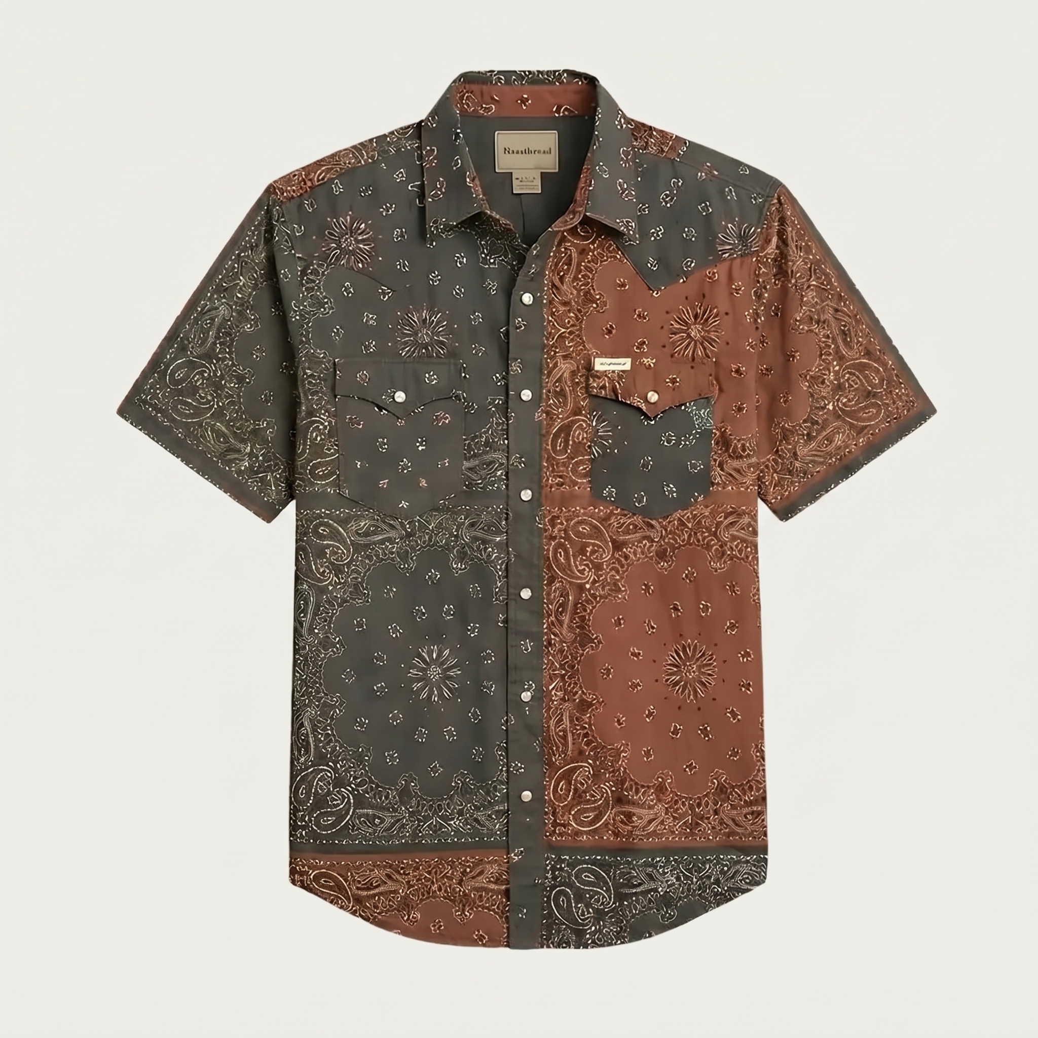 The Dust Bowl Patchwork — Iron Rust & Charcoal Bandana
