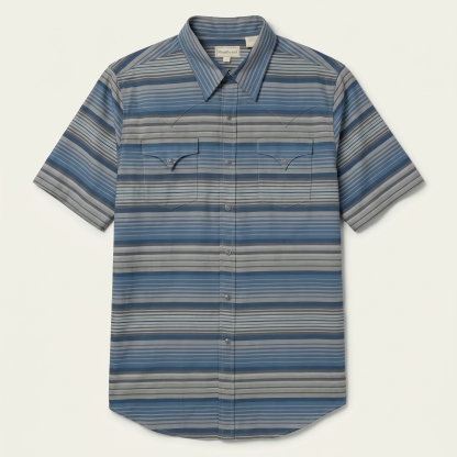 The Horizon Layer | Multi-Tonal Striped Short Sleeve Western Shirt