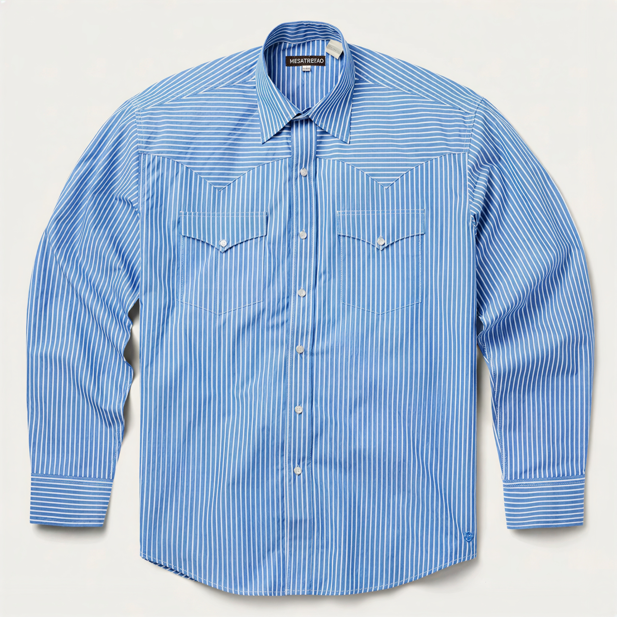 The Cobalt Rail | Precision Stripe Long-Sleeve Western Shirt