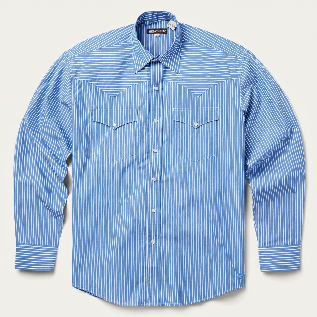 Blue Western Stripe Shirt-MesaThread