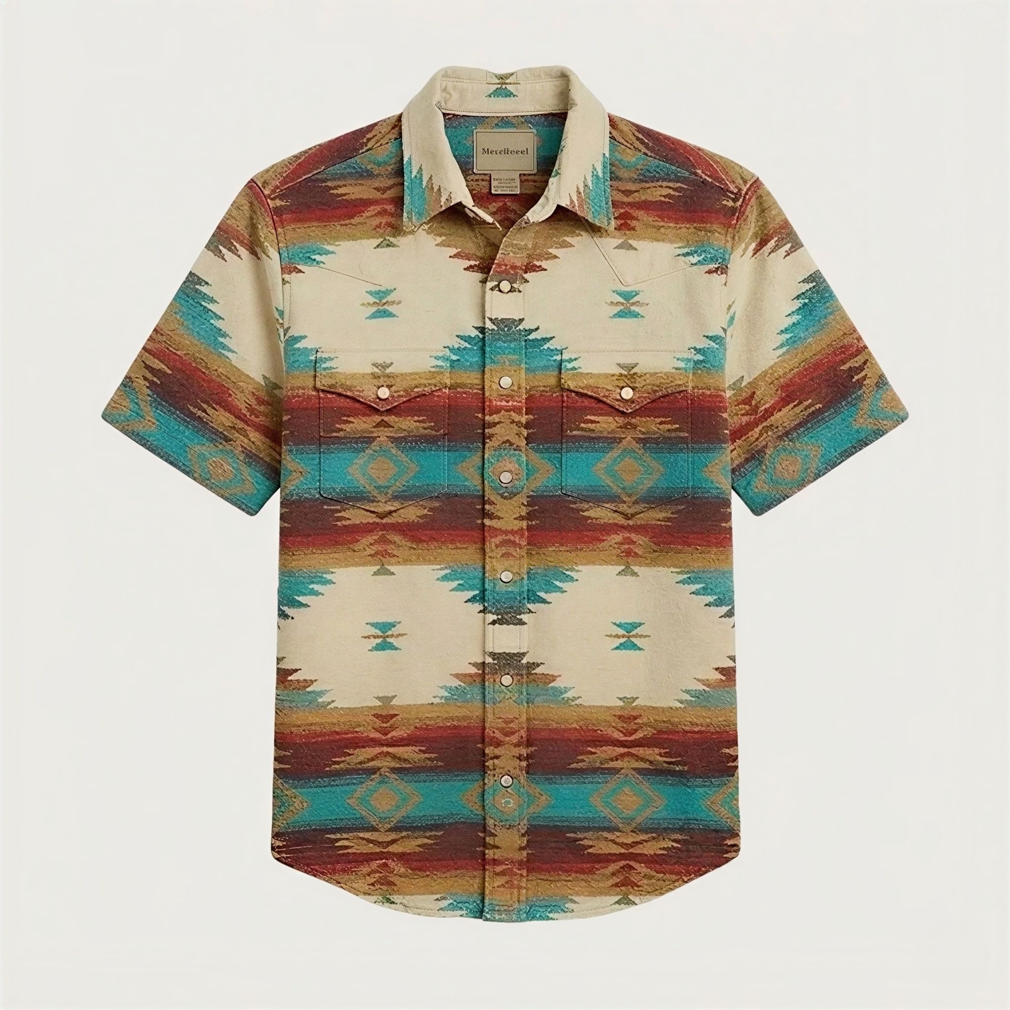 The High Desert Oasis — Cream & Turquoise Horizon - Short Sleeve
