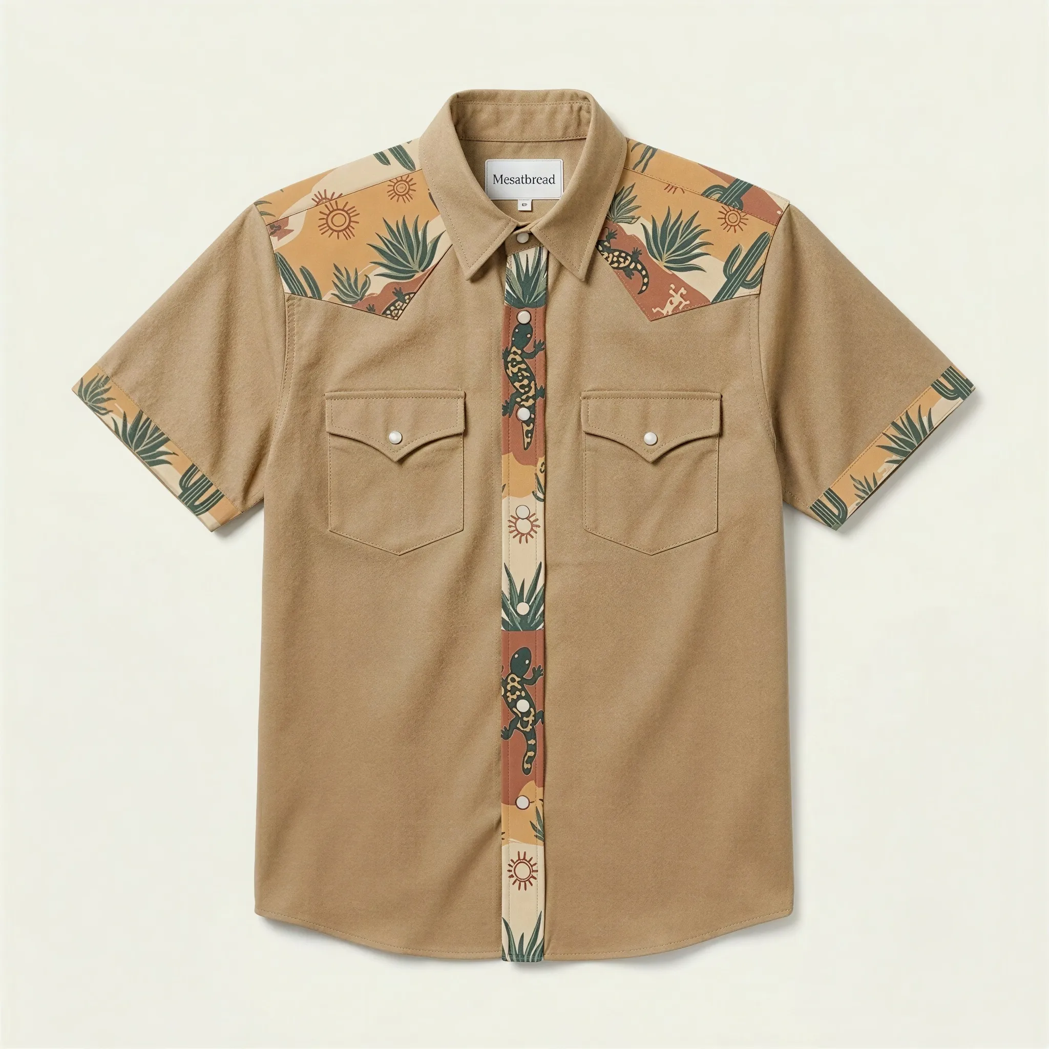 The Gila Desert | Mesathread Pro Contrast Panel Short-Sleeve Western Shirt