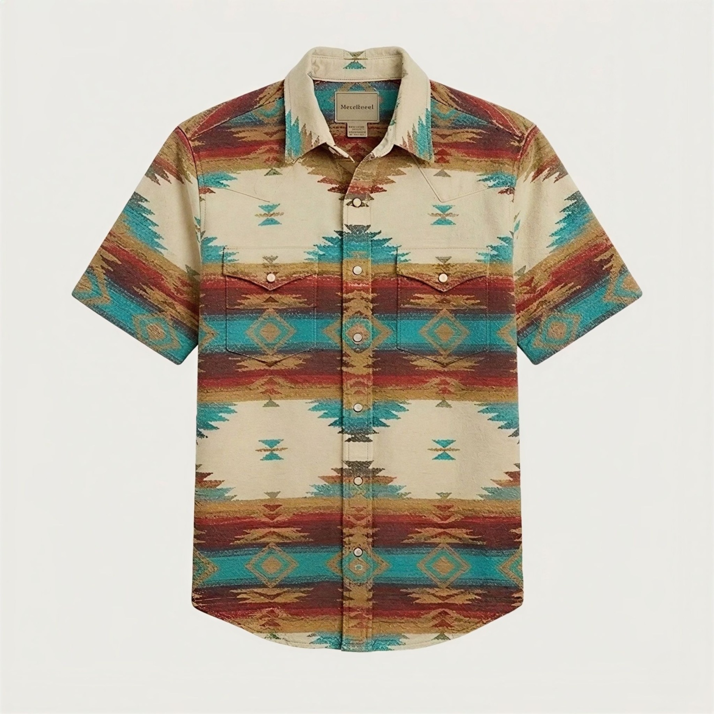 The High Desert Oasis — Cream & Turquoise Horizon - Short Sleeve